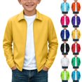 thumbnail image 1 of Solid Color Recreational Sports Long Sleeve Collar Blouse Outdoor Hooded Jacket Waterproof Windproof Cardigan Jacket Kids Size 9-10Years, 1 of 7