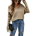 thumbnail image 1 of Solid Color Ribbed Sweater Beige Small, 1 of 6