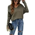 thumbnail image 1 of Solid Color Ribbed Sweater Dark Green Large, 1 of 2