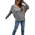 thumbnail image 1 of Solid Color Ribbed Sweater Gray Medium, 1 of 4