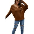 thumbnail image 1 of Solid Color Ribbed Sweater Rustic Red Small, 1 of 6
