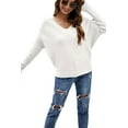 thumbnail image 1 of Solid Color Ribbed Sweater White Small, 1 of 4