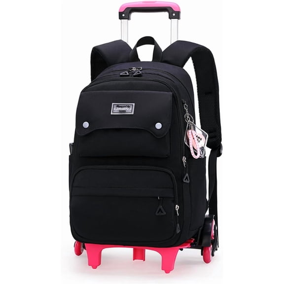 Solid Color Rolling Backpack Bag Daypack Pack Bookpack Schoolbag with Wheels Schoolbag Trolley Daypack For All Age Man Woman