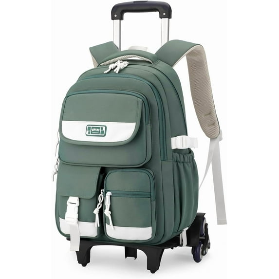 Solid Color Rolling Backpack Bag Daypack Pack Bookpack Schoolbag with Wheels Schoolbag Trolley Daypack For All Age Man Woman
