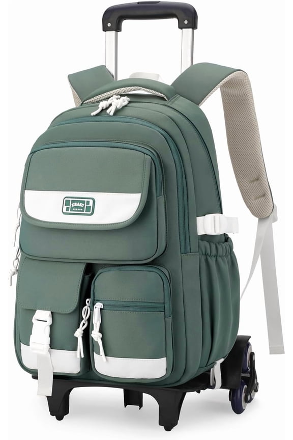 Solid Color Rolling Backpack Bag Daypack Pack Bookpack Schoolbag with Wheels Schoolbag Trolley Daypack For All Age Man Woman