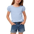 thumbnail image 1 of Solid Color Round Neck Short Sleeved T-Shirt for Kids, Casual and Comfortable Mid-Size Top, 1 of 9