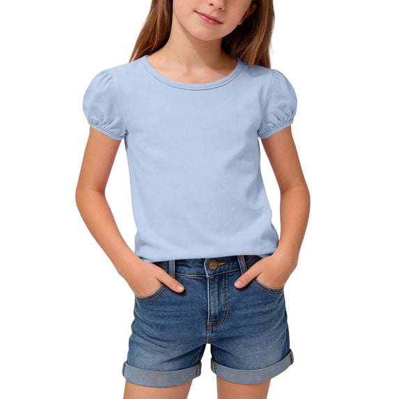 Solid Color Round Neck Short Sleeved T-Shirt for Kids, Casual and Comfortable Mid-Size Top