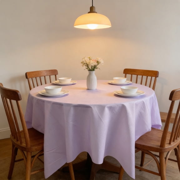 Solid Color Round Tablecloth - Aesthetic Wrinkle-Resistant Table Cover, Perfect for Home Round Dining Tables, Holiday Dinner, Birthday Party, Family Gathering & Daily Meal Decor, 35*35in, Purple