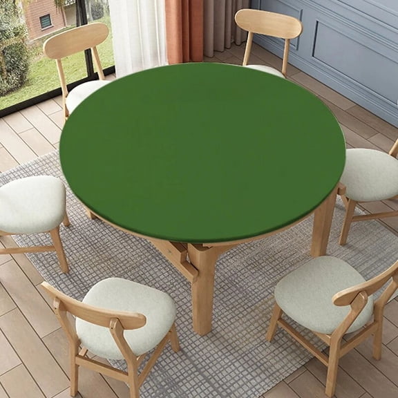 Solid Color Round Tablecloth Waterproof Elastic Fitted Table Covers for Indoor and Outdoor Kitchen Table Decor Home Decoration