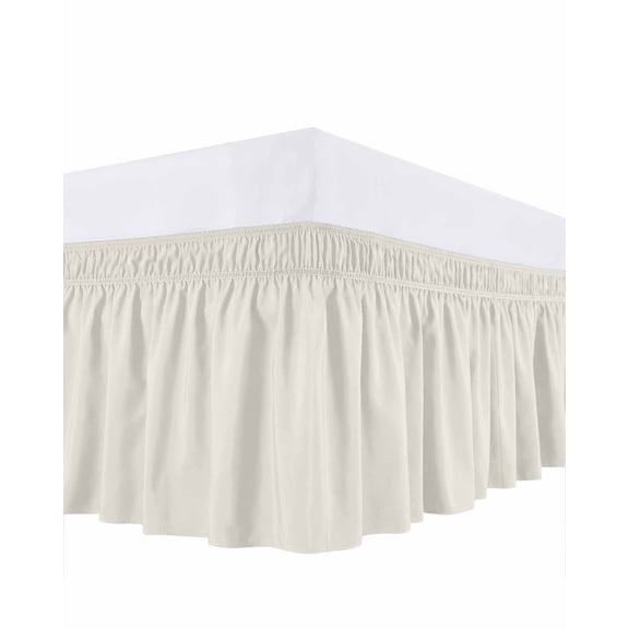 Solid Color Ruffle Bed Skirt California King Size Beige Adjustable Elastic Dust Bed Skirts Wrap Around Bedskirt Wrinkle Free Easy Fit with 18 Inch Drop
