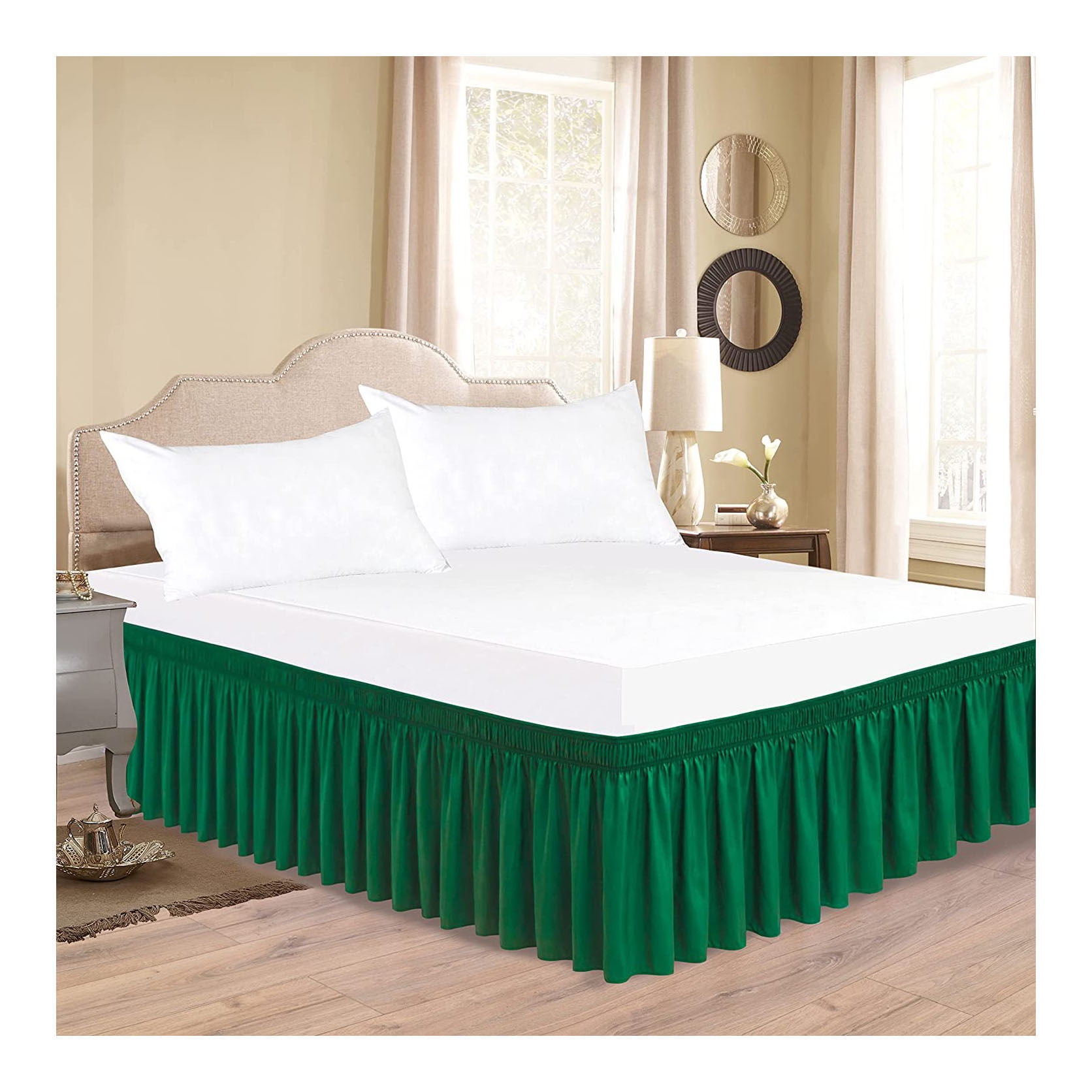 Solid Color Ruffled Bed Skirt, Classic Full Queen Bed Skirt Wrap Around