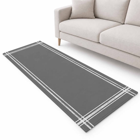 Solid Color Runner Rug 2.6'x10', Dark Gray Soft Mat Non-Slip Silicone ...