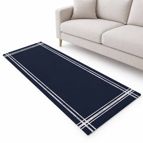Solid Color Runner Rug 2.6'x8', Dark Blue Soft Mat Non-Slip Silicone ...
