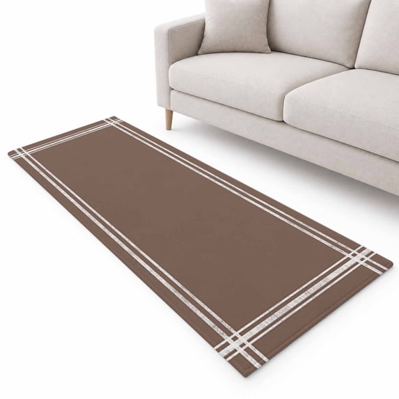Solid Color Runner Rug 2'x6', Brown Soft Mat Non-Slip Silicone Backing ...