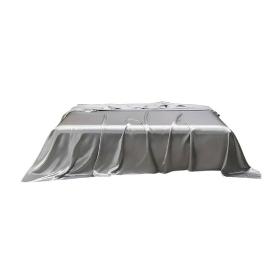 Solid Color Satin Sheet Gray Washable Wrinkle Resistant Bed Linen Soft Fabric for Home 206x224cm