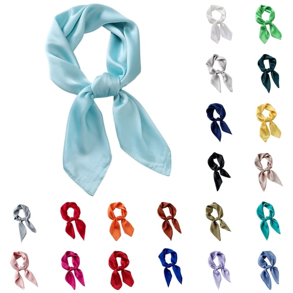 Solid Color Satin Square Scarf with Smooth Silky Texture and Lustrous Finish Featuring 27 Inch Large Size Army Green