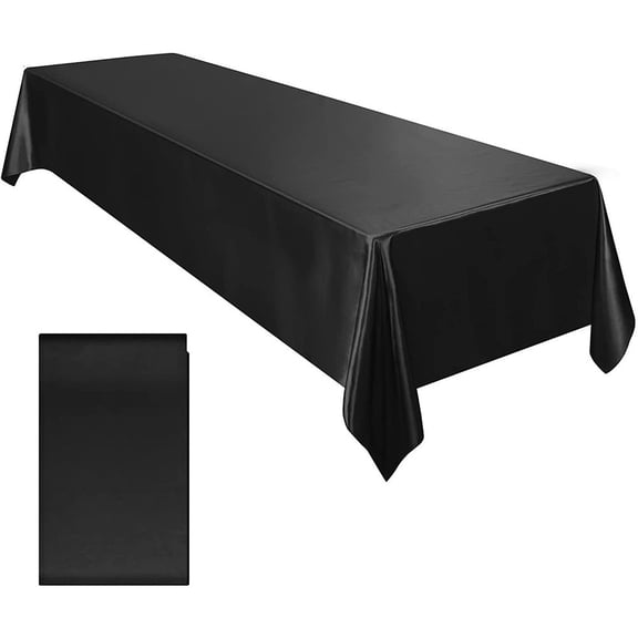 Solid Color Satin Table Cloth Tablecloth Table Cover Overlay For Birthday Wedding Banquet Restaurant Festival Party Supply Black