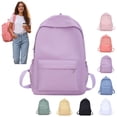thumbnail image 1 of Solid Color School Backpack for Teen Girls & Women, Lightweight Water Resistant Laptop Bookbag, Casual Multi Pocket Daypack for Middle School, College, Daily Commute and Short Travel, 1 of 7