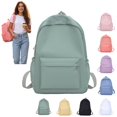 thumbnail image 1 of Solid Color School Backpack for Teen Girls & Women, Lightweight Water Resistant Laptop Bookbag, Casual Multi Pocket Daypack for Middle School, College, Daily Commute and Short Travel, 1 of 7
