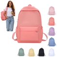 thumbnail image 1 of Solid Color School Backpack for Teen Girls & Women, Lightweight Water Resistant Laptop Bookbag, Casual Multi Pocket Daypack for Middle School, College, Daily Commute and Short Travel, 1 of 7