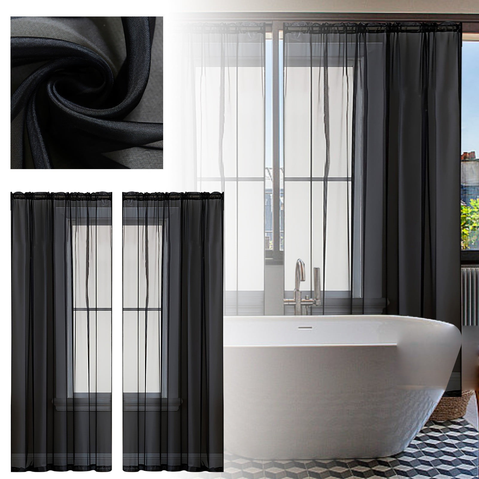 Solid Color Semi Sheer Curtains for Living Room Bedroom Light Filtering