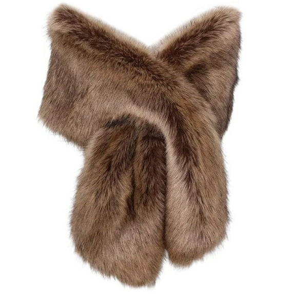 Solid Color Shawl Large Collar Plush Shawl Winter Coat Artificial Furs Wedding for Winter Elegances