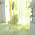 thumbnail image 1 of Solid Color Sheer Curtain, 80x200cm Rod Pocket Processing, 2-Pack Yellow, Transparent Glass 纱 Window Drapes, Light-Filtering Curtain Panels, 1 of 5
