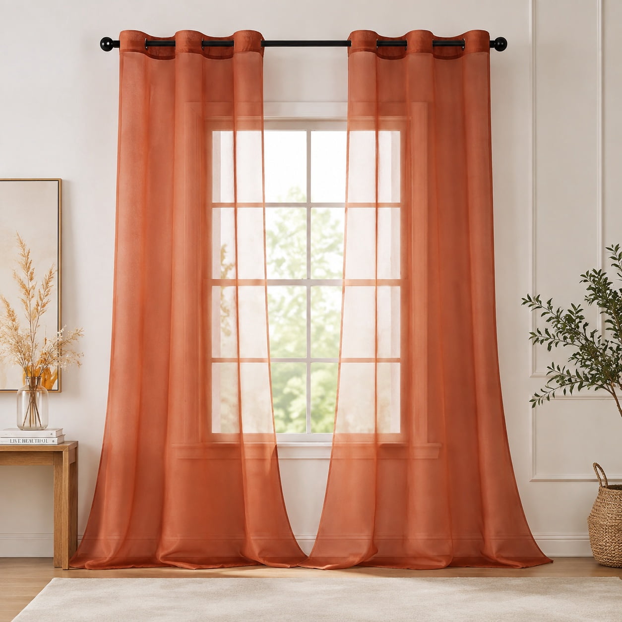 Solid Color Sheer Curtains 84 Inches Long 2 Panels Set - Fall ...
