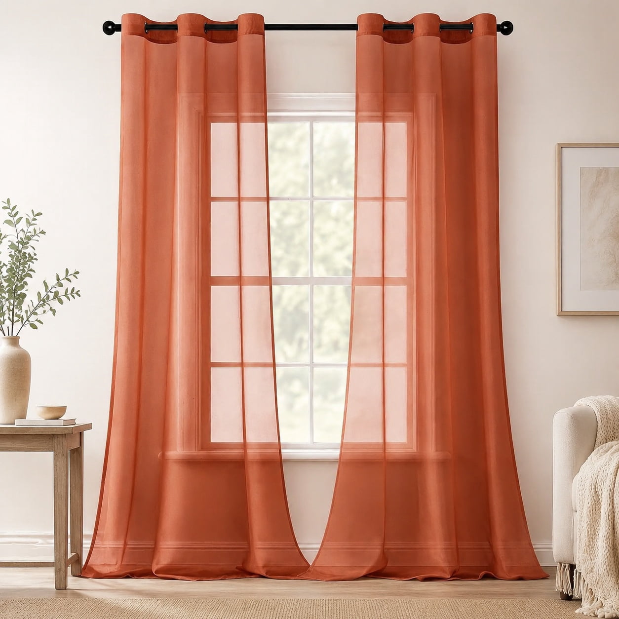 Solid Color Sheer Curtains 96 Inches Long 2 Panels Set - Fall ...