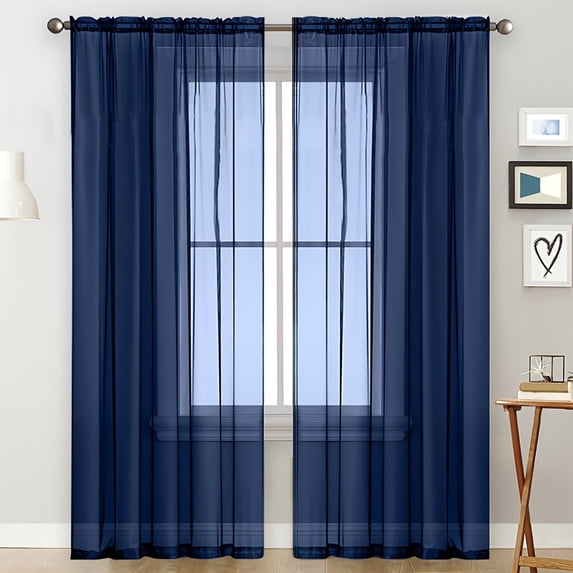 Solid Color Sheer Curtains | Semi-Transparent Polyester Gauze Panel | 106x213 cm (41x84 in) | Rod Pocket Design | 1 Panel per Pack