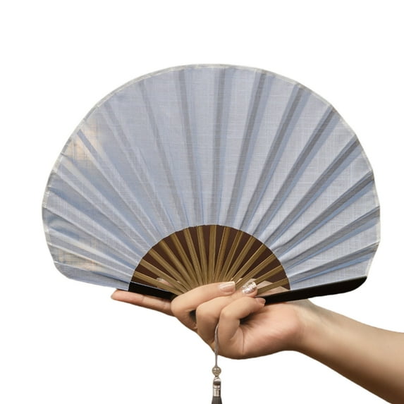 Solid Color Shell Shape Fan Natural Fiber Fabric Foldable Breathable Hand Fan