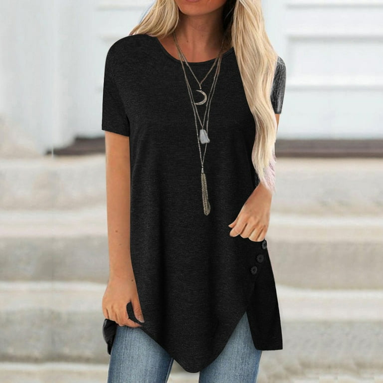 Solid Color Shirts For Women Irregular Hem Tops For Women Women 