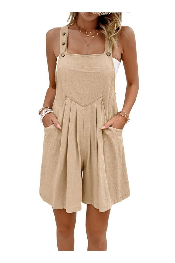 Solid Color Short Overalls  L