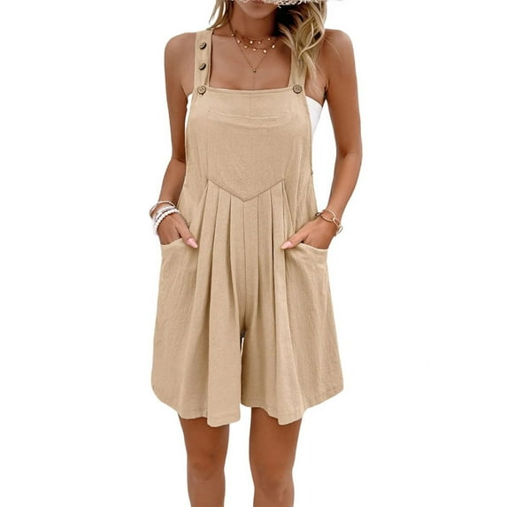 Solid Color Short Overalls XL