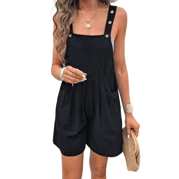 Solid Color Short Overalls