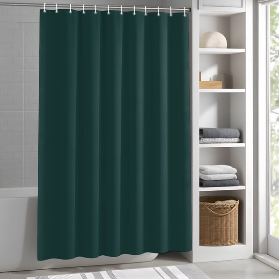 Solid Color Shower Curtain for Bathroom, Dark Green Fabric Shower Curtain Set with Hooks, Waterproof Washable Bath Curtain for Bathroom Decor, 36"x72"