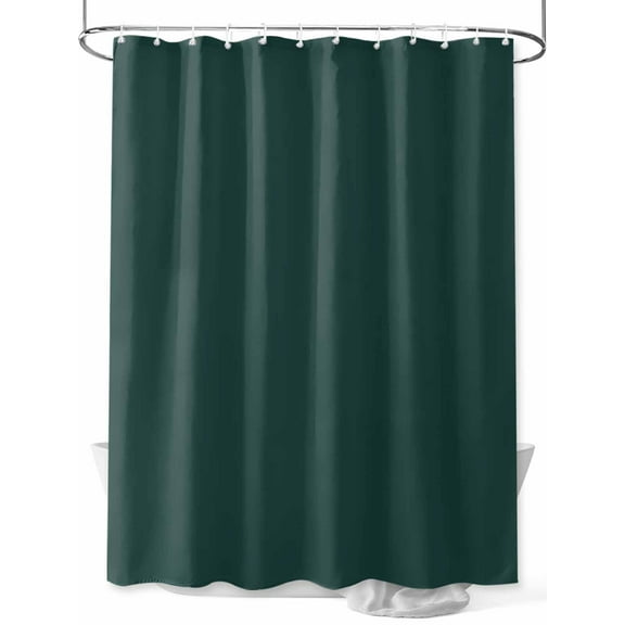 Solid Color Shower Curtain, Deep Green Waterproof Shower Curtain Set with 12 Hooks Lightweight Washable Fabric Shower Curtains for Bathroom 36x72 Inches