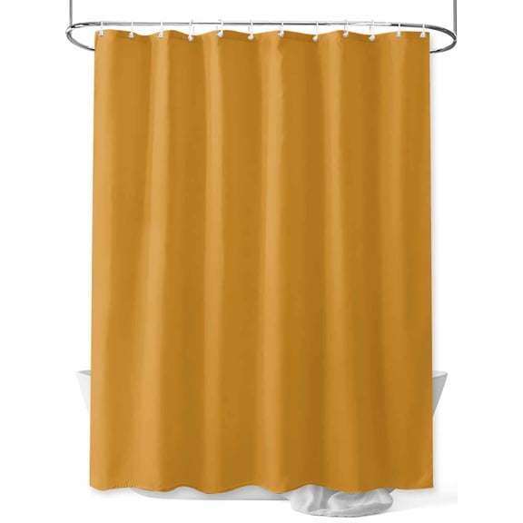 Solid Color Shower Curtain, Ginger Waterproof Shower Curtain Set with 12 Hooks Lightweight Washable Fabric Shower Curtains for Bathroom 36x72 Inches