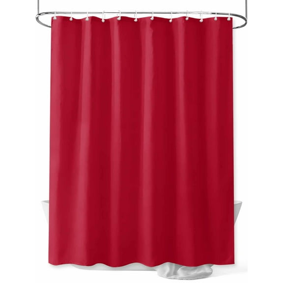 Solid Color Shower Curtain, Red Waterproof Shower Curtain Set with 12 Hooks Lightweight Washable Fabric Shower Curtains for Bathroom 36x72 Inches