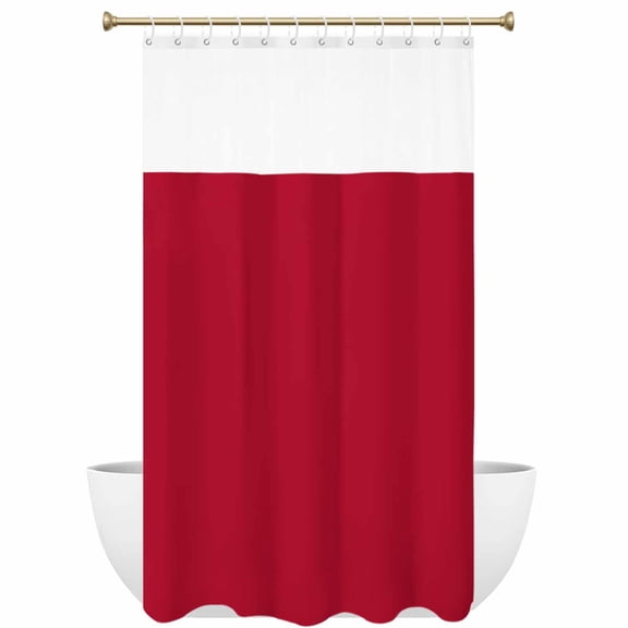 Solid Color Shower Curtain with See Through Top Window Red Waterproof Fabric Shower Curtains for Bathroom with 12 Hooks Hotel & Spa Decor 60x72 inches