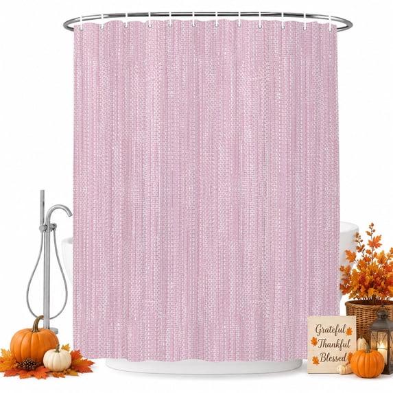 Solid Color Shower Curtain, Waterproof Shower Curtains for Bathroom, Modern Bohemia Linen Texture Pink Purple Washable Fabric Bathtub Curtain Set Bath Decor with 12 Hooks Extra Long 72"x96"