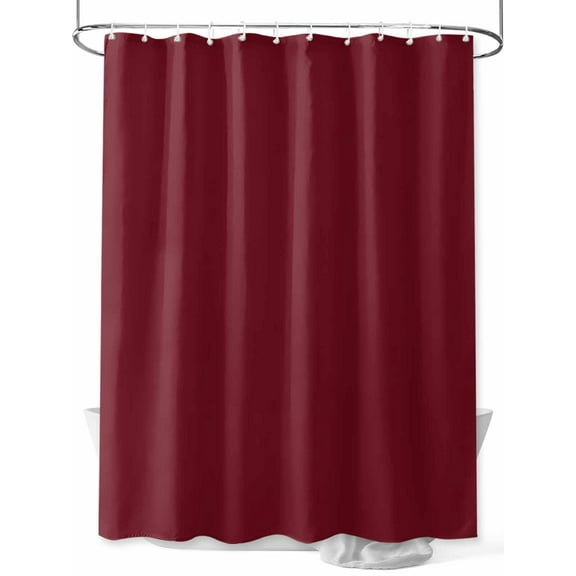 Solid Color Shower Curtain, Wine Red Waterproof Shower Curtain Set with 12 Hooks Lightweight Washable Fabric Shower Curtains for Bathroom 36x72 Inches