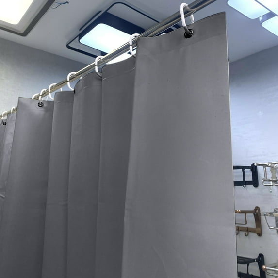Solid Color Shower Curtain With 12 Hooks, 1.8x2m Waterproof Partition Curtain, Thickened, Punch-free, Easy To Clean, Decorative For Bathroom