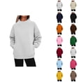 thumbnail image 1 of Solid Color Side Pocket Casual Pullover Sweater Soft Comfortable Long Sleeve Crewneck For Everyday Wear, 1 of 5
