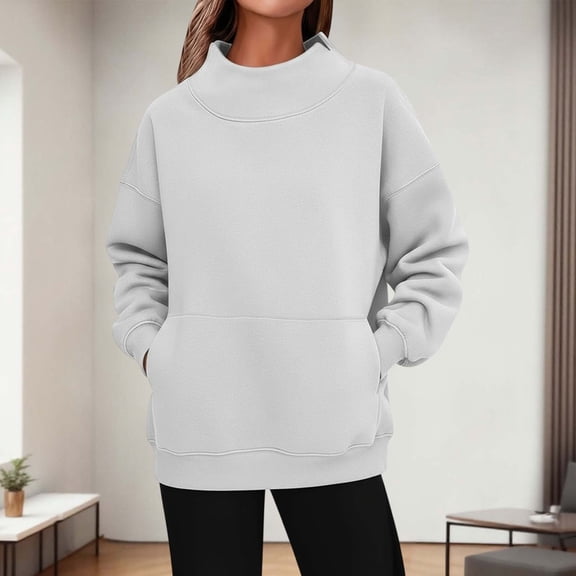 Solid Color Side Pocket Casual Pullover Sweater for Everyday Wear with Stand Collar Long Sleeve Knit Top Crafted for Daily Outings and Comfort