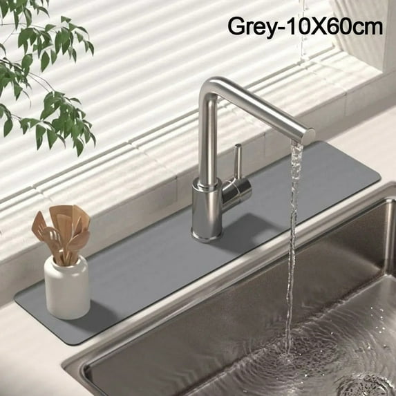 Solid Color Sink Faucet Mat Diatomite Absorbent Faucet Splash Guard Drain Pad Kitchen Bathroom Countertop Protector Rug
