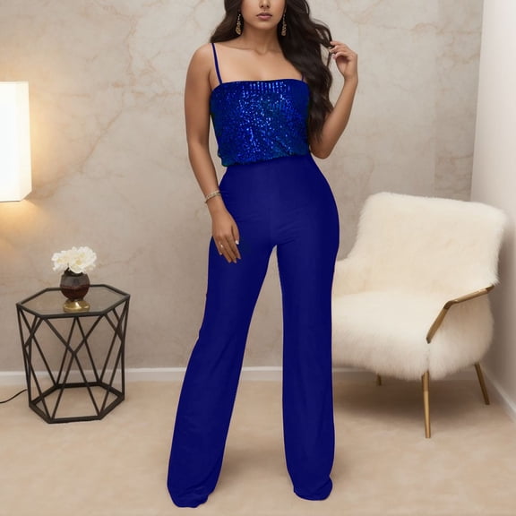 Solid Color Sleeveless Sparkly Slim Fit Fashion Jumpsuit For Women Womens Rompers Pants off Shoulder Outfits for Women Mesh Jumpsuit Denim Romper for Women Womens Rompers And Jumpsuits Dressy plus