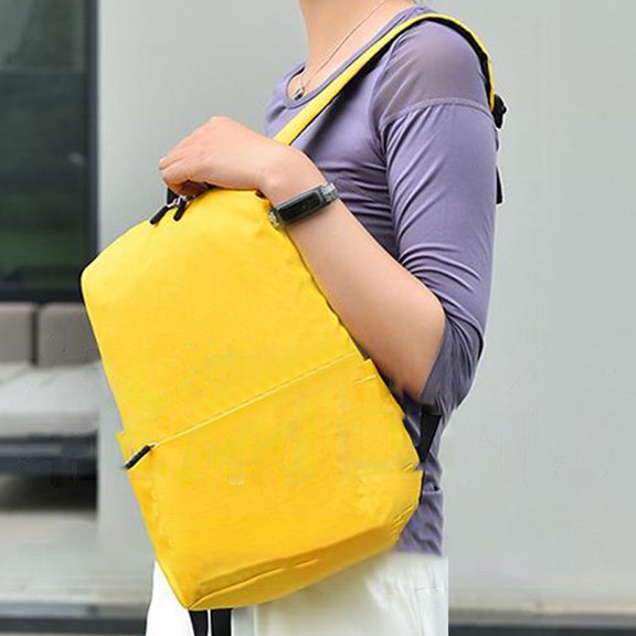 Solid Color Small Backpack for Men & Women - Large Capacity Casual Shoulder Bag - Nylon Travel Backpack (Yellow, Mint Green, Orange) - 39x25x14cm - Water-Resistant & Breathable Padded Back