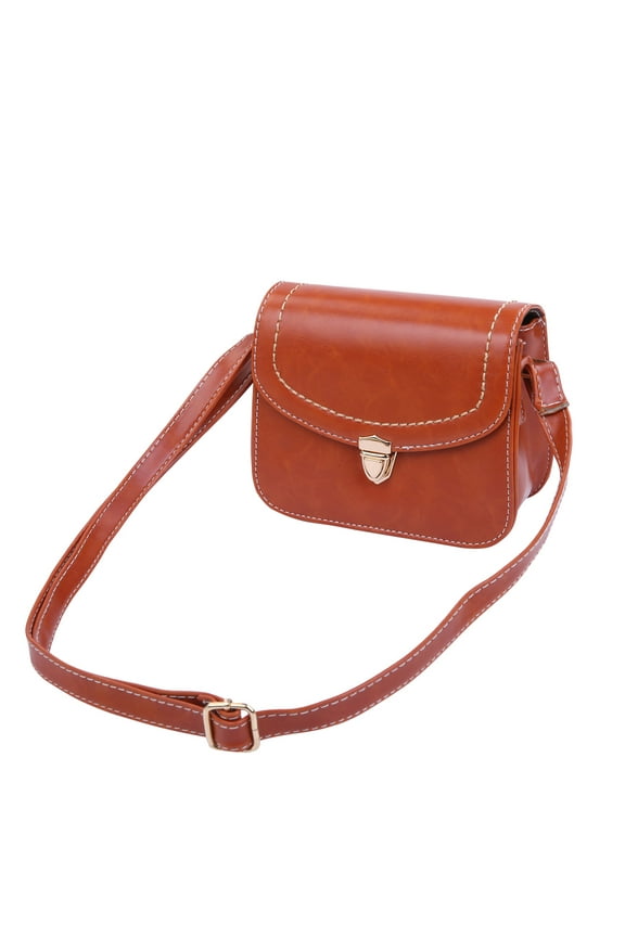 Solid Color Small PU Leather Flap Clutch Crossbody Shoulder Bag