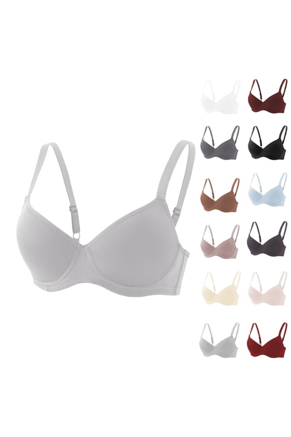 Solid Color Smooth Bra for Women Underwire Push Up Sexy Deep V Neck Soft Bralettes Comfortable and Breathable Brassaiere 10# Silver 85C